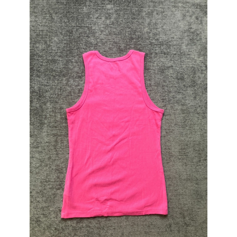 No Boundaries Tank Top Womens Medium 8/10 Hot Pink Ribbed Knit Cotton Round Neck - Picture 10 of 16